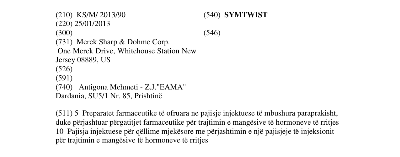 Zëri i markës SYMTWIST në buletin