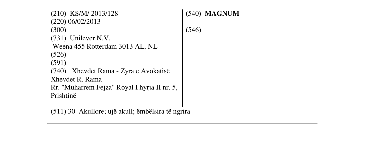 Zëri i markës MAGNUM në buletin