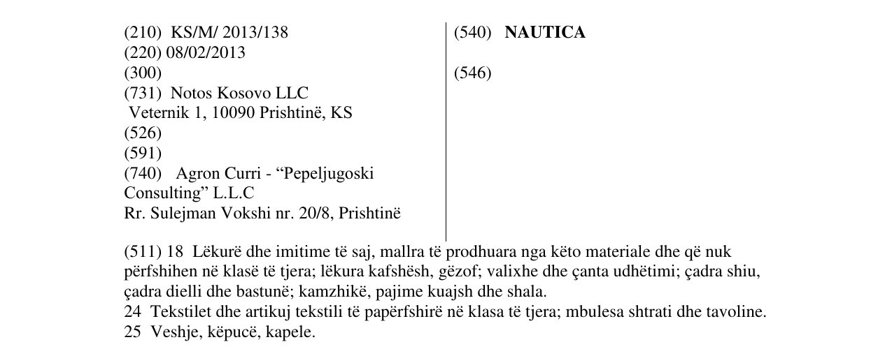 Zëri i markës NAUTICA në buletin