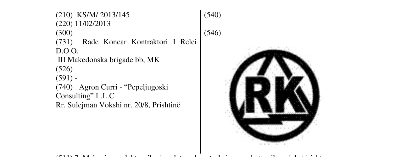 Zëri i markës RK në buletin