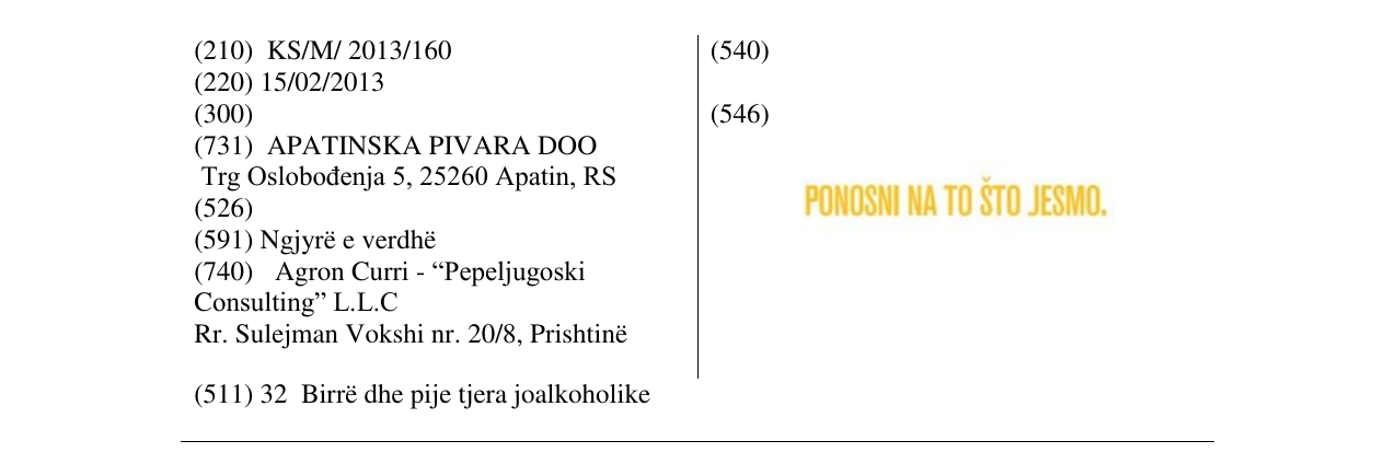 Zëri i markës PONOSNI NA TO ŠTO JESMO në buletin