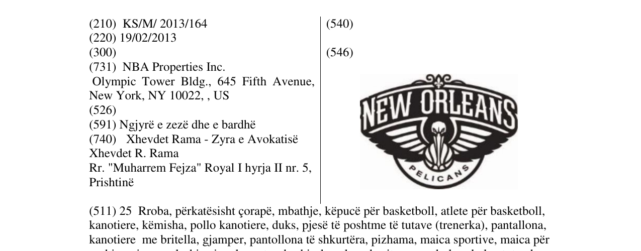 Zëri i markës NEW ORLEANS në buletin