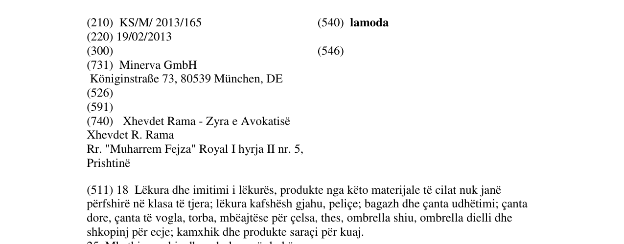 Zëri i markës lamoda në buletin