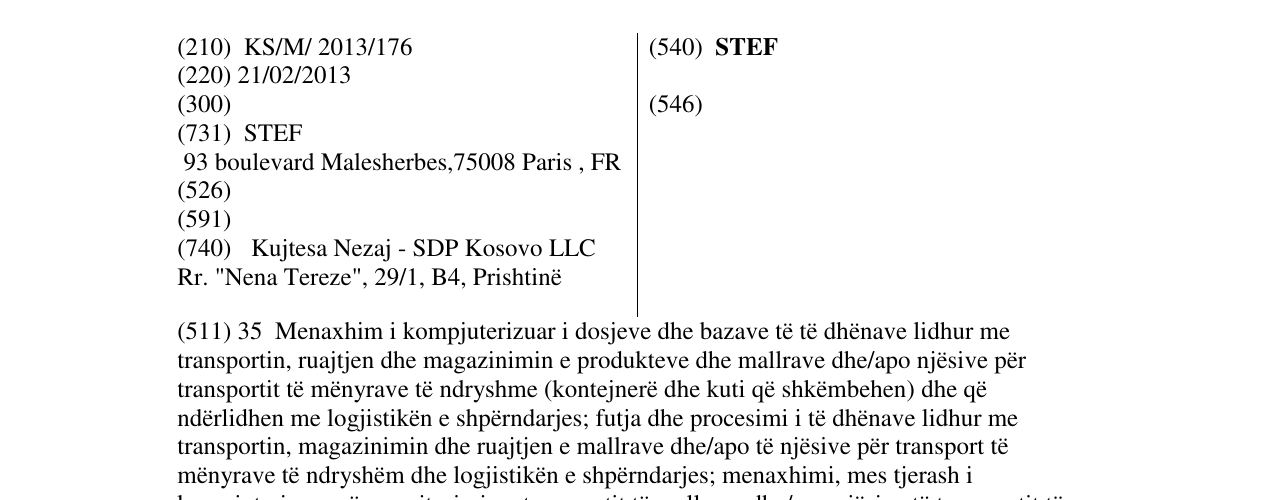 Zëri i markës STEF në buletin