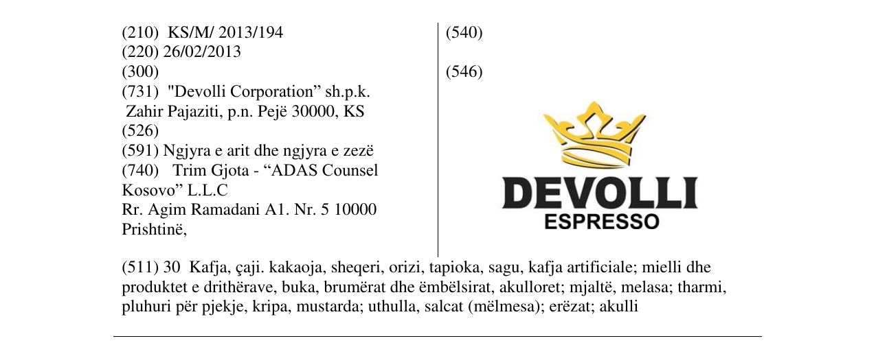 Zëri i markës Devolli ESPRESSO në buletin