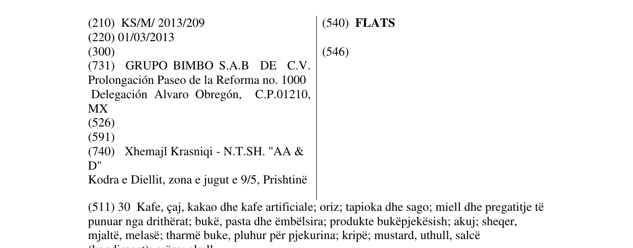 Zëri i markës FLATS në buletin