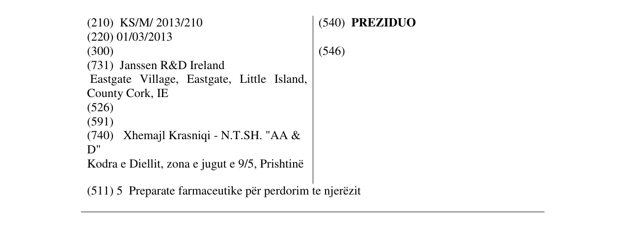 Zëri i markës PREZIDUO në buletin