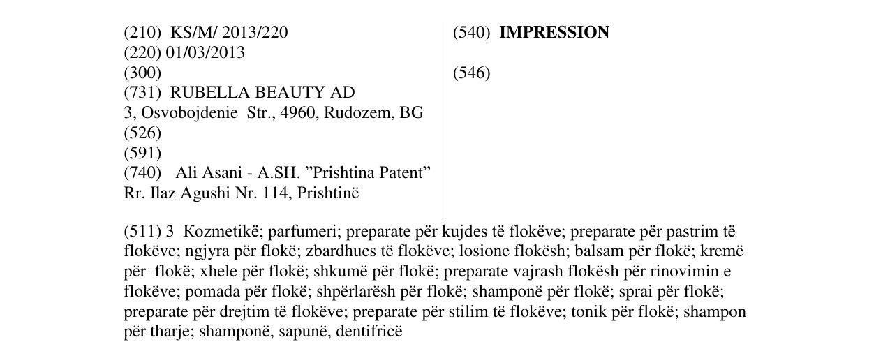 Zëri i markës IMPRESSION në buletin
