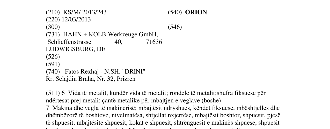 Zëri i markës ORION në buletin
