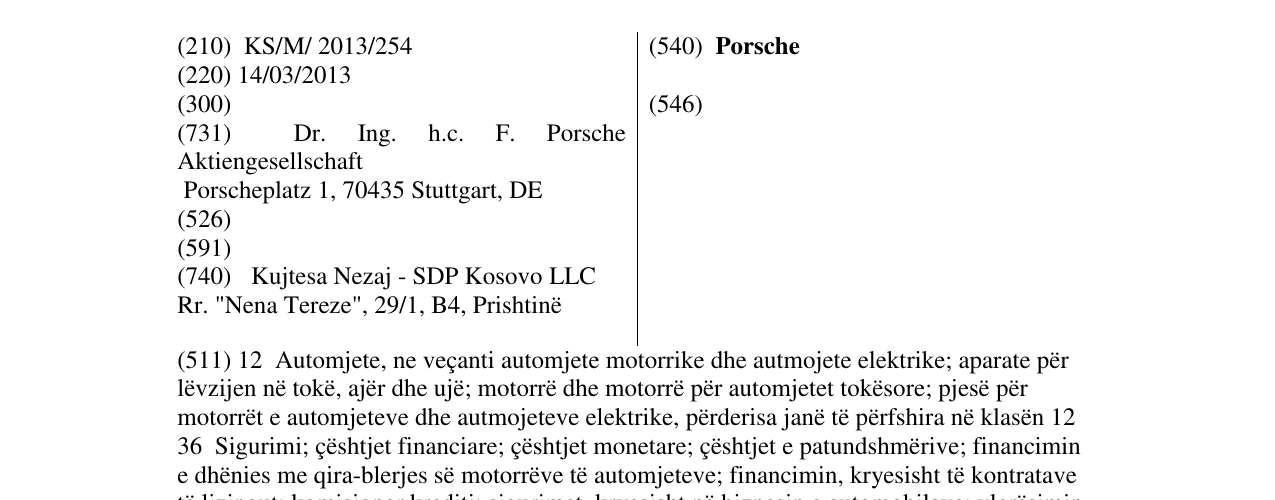 Zëri i markës Porsche në buletin