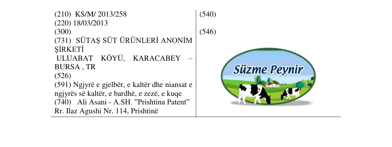 Zëri i markës Suzme Peynir në buletin