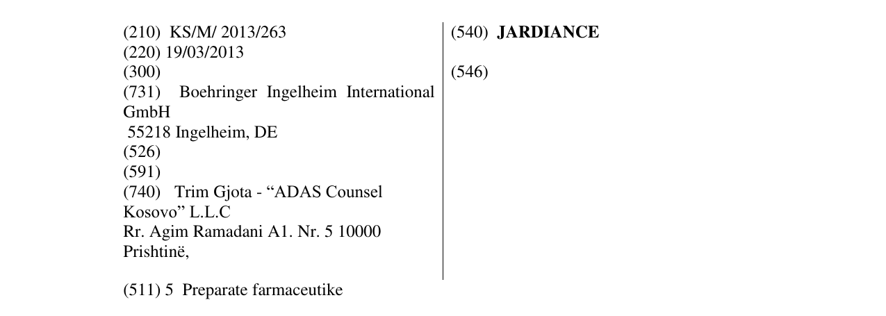Zëri i markës JARDIANCE në buletin
