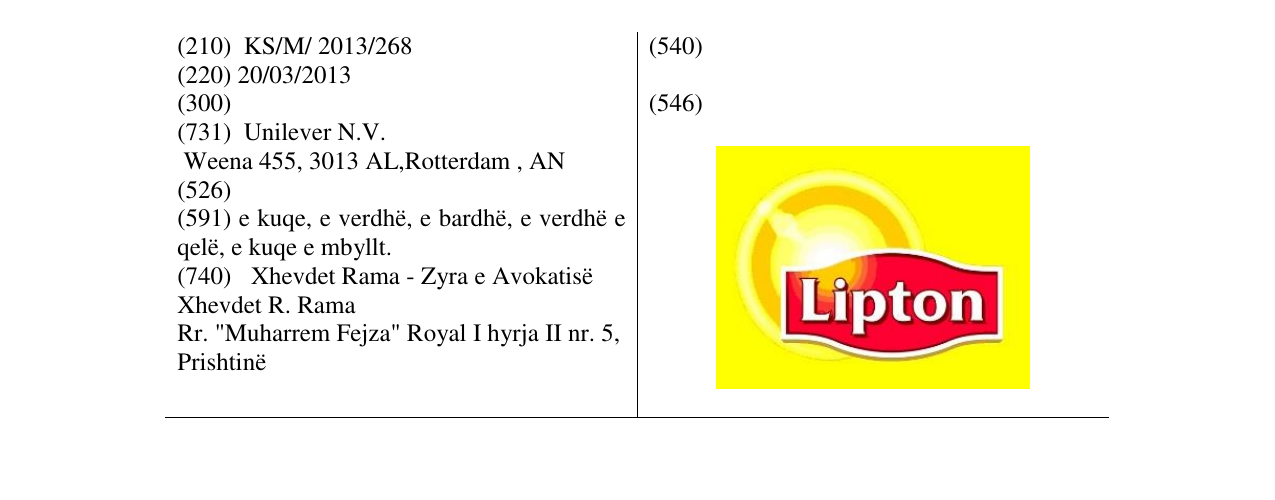 Zëri i markës Lipton në buletin