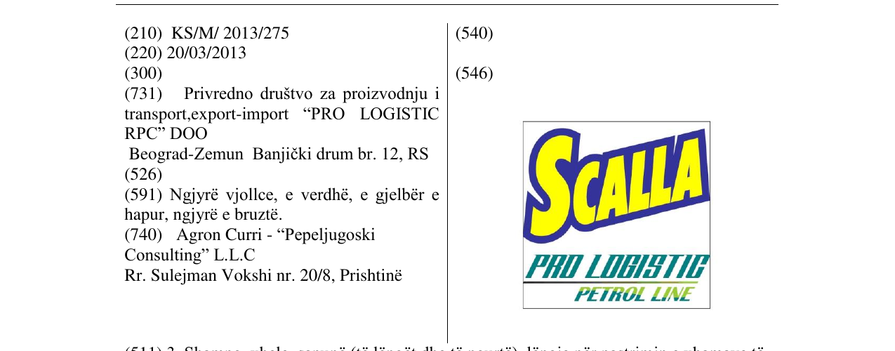 Zëri i markës SCALLA në buletin