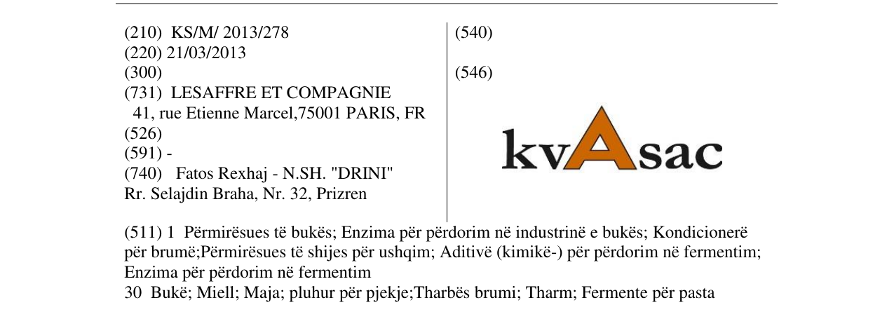 Zëri i markës kvAsac në buletin