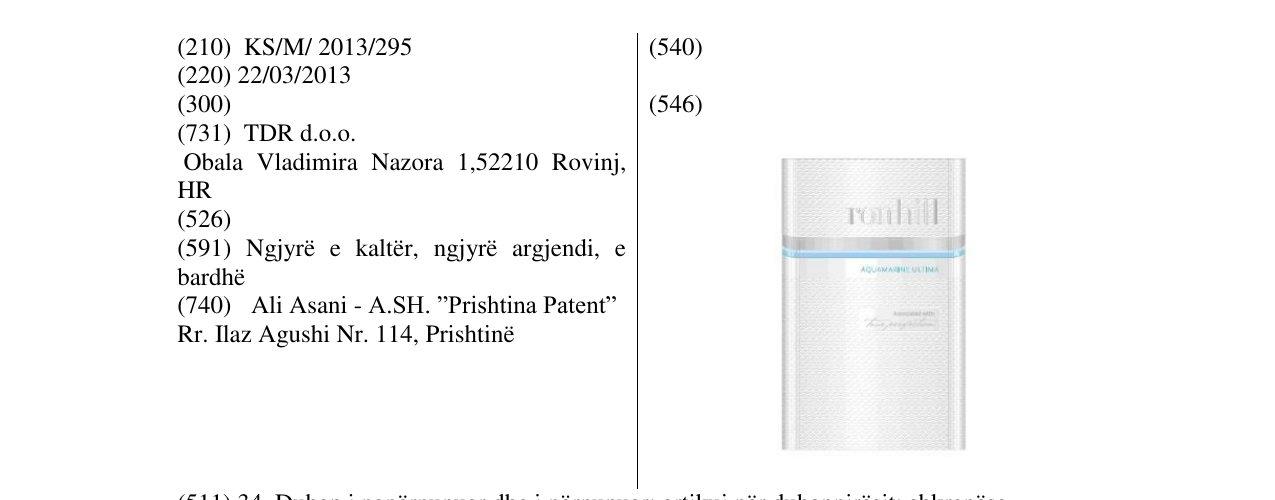 Zëri i markës ronhill Aquamarine Ultima në buletin