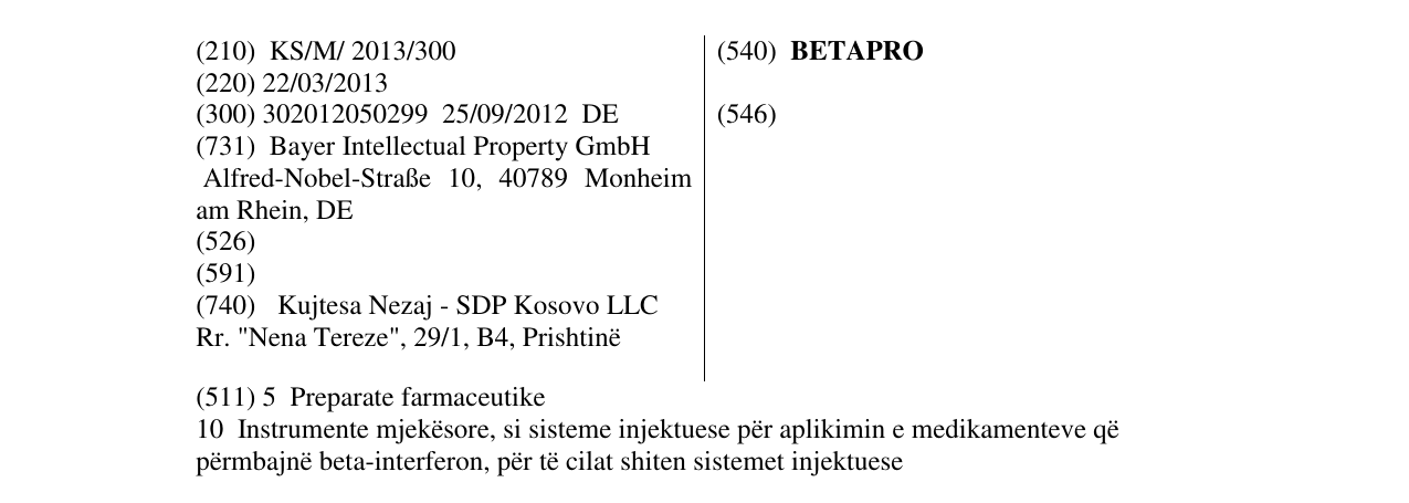 Zëri i markës BETAPRO në buletin