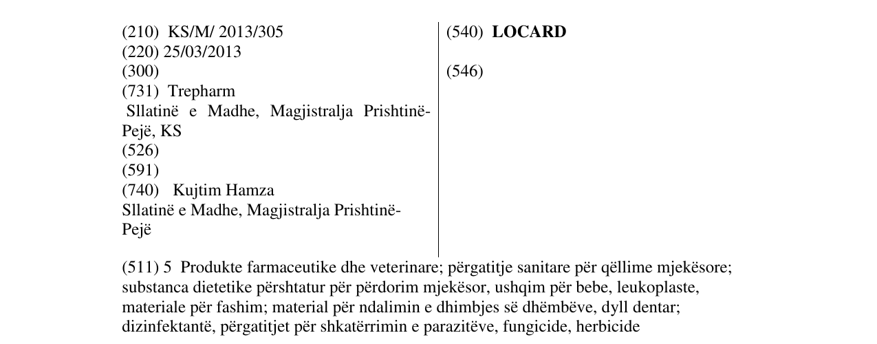 Zëri i markës LOCARD në buletin