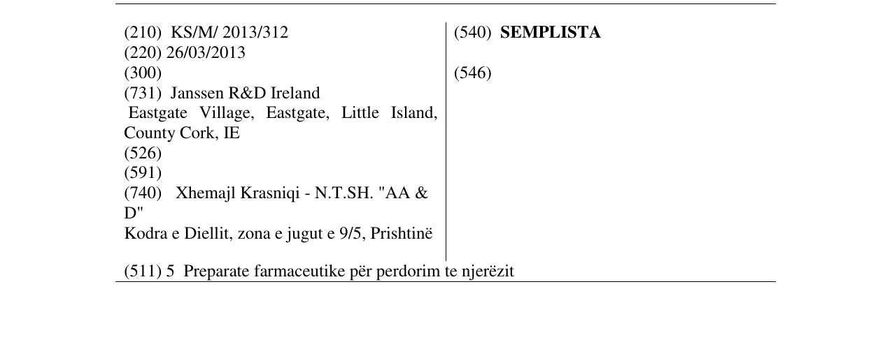 Zëri i markës SEMPLISTA në buletin