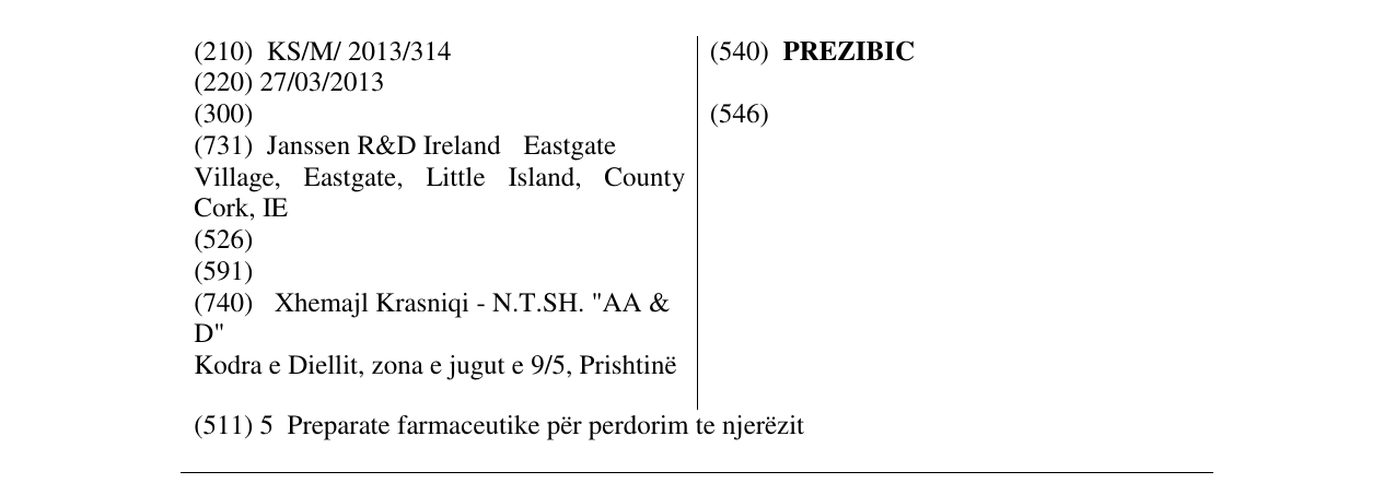 Zëri i markës PREZIBIC në buletin