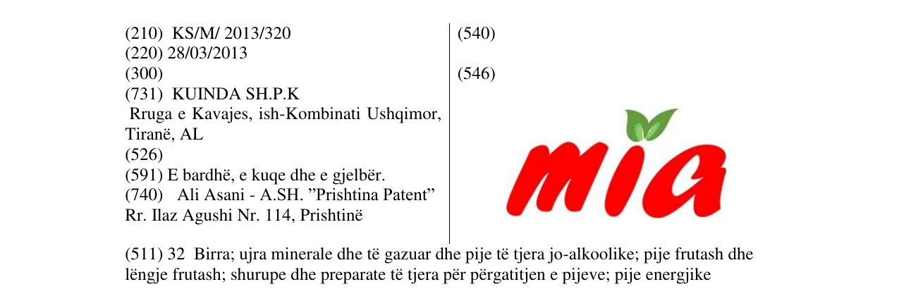 Zëri i markës mia në buletin