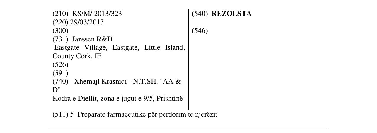 Zëri i markës REZOLSTA në buletin