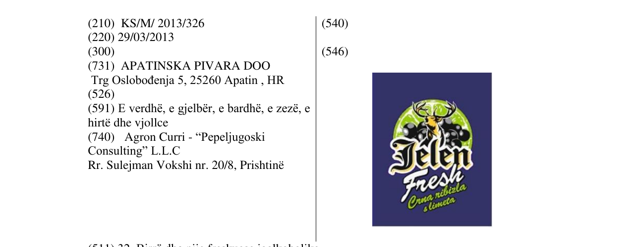 Zëri i markës Jelen Fresh crna ribizla i limeta në buletin