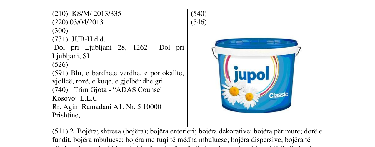 Zëri i markës jupol classic në buletin