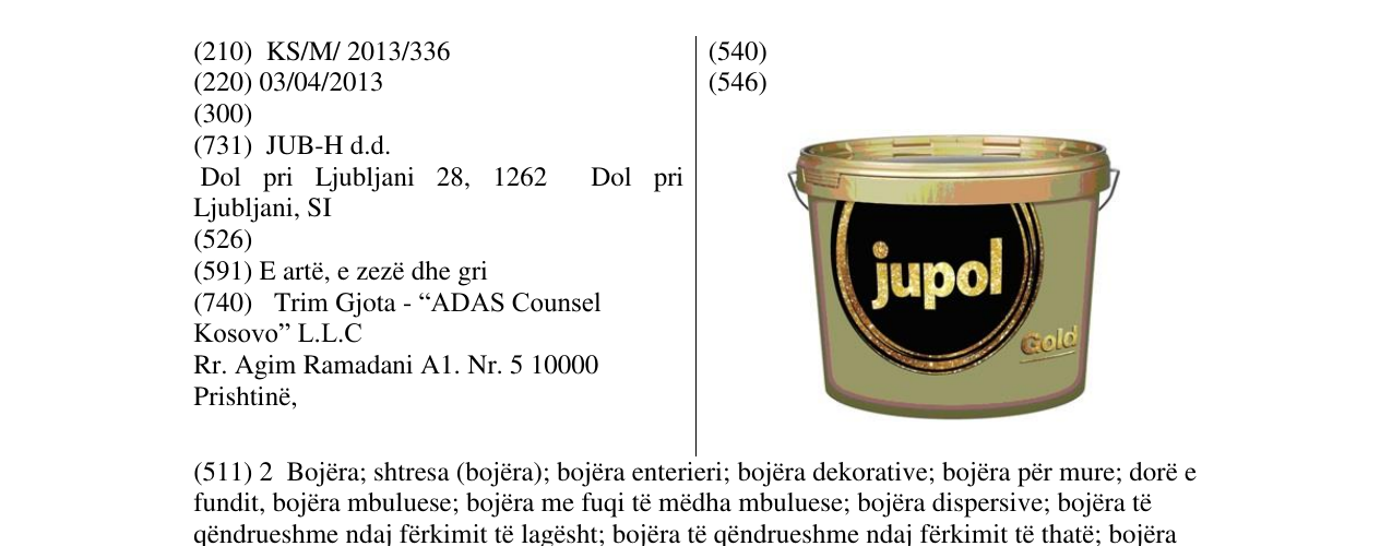Zëri i markës jupol gold në buletin