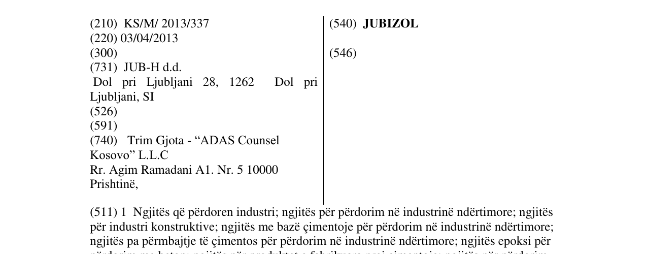 Zëri i markës JUBIZOL në buletin