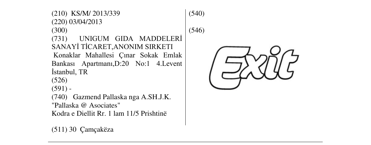 Zëri i markës Exit në buletin
