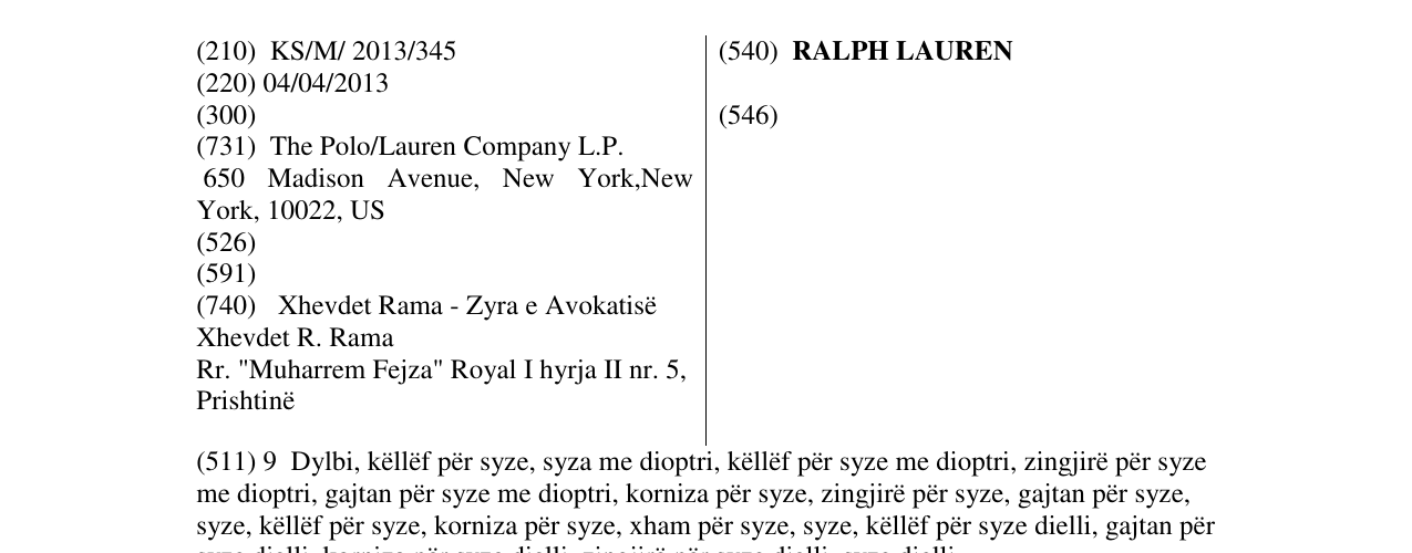 Zëri i markës RALPH LAUREN në buletin
