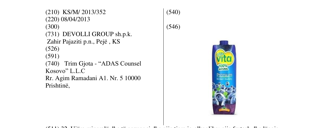 Zëri i markës mia vita Boronicë në buletin