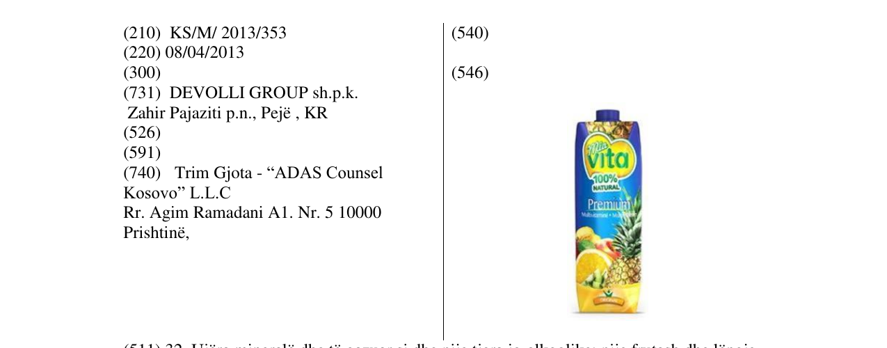 Zëri i markës mia vita Multivitaminë në buletin
