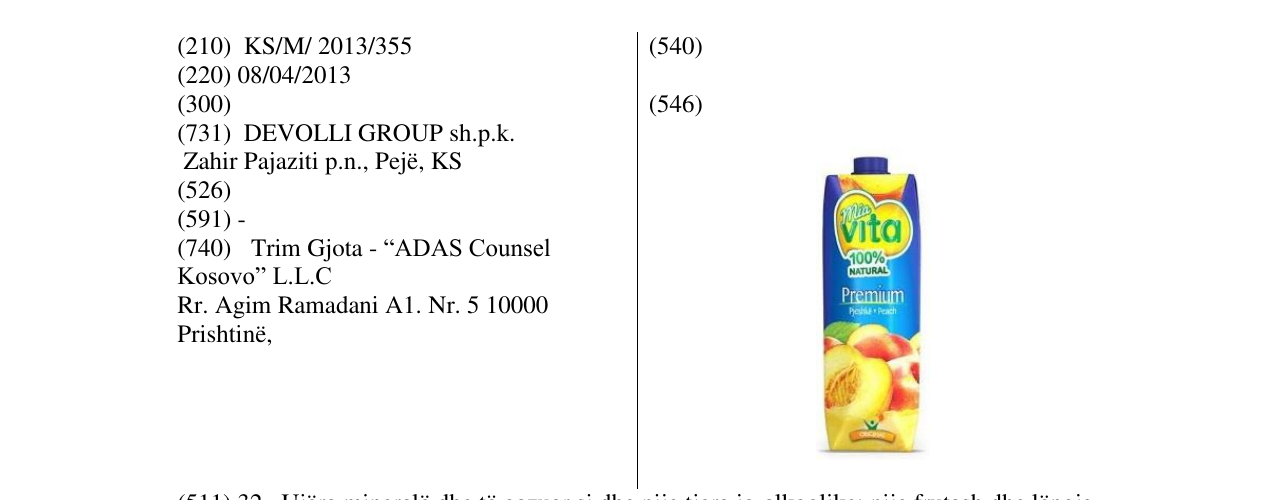 Zëri i markës mia vita Pjeshkë në buletin