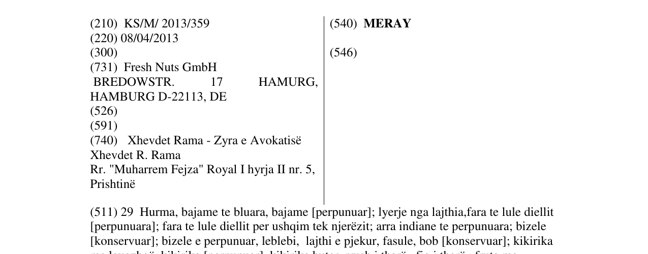 Zëri i markës MERAY në buletin