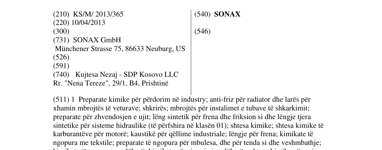 Zëri i markës SONAX në buletin