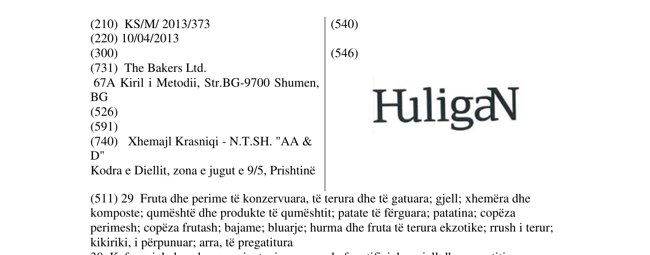 Zëri i markës HuligaN në buletin