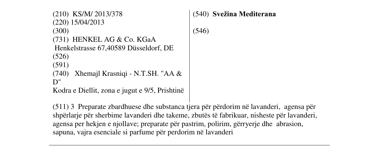 Zëri i markës Svežina Mediterana në buletin