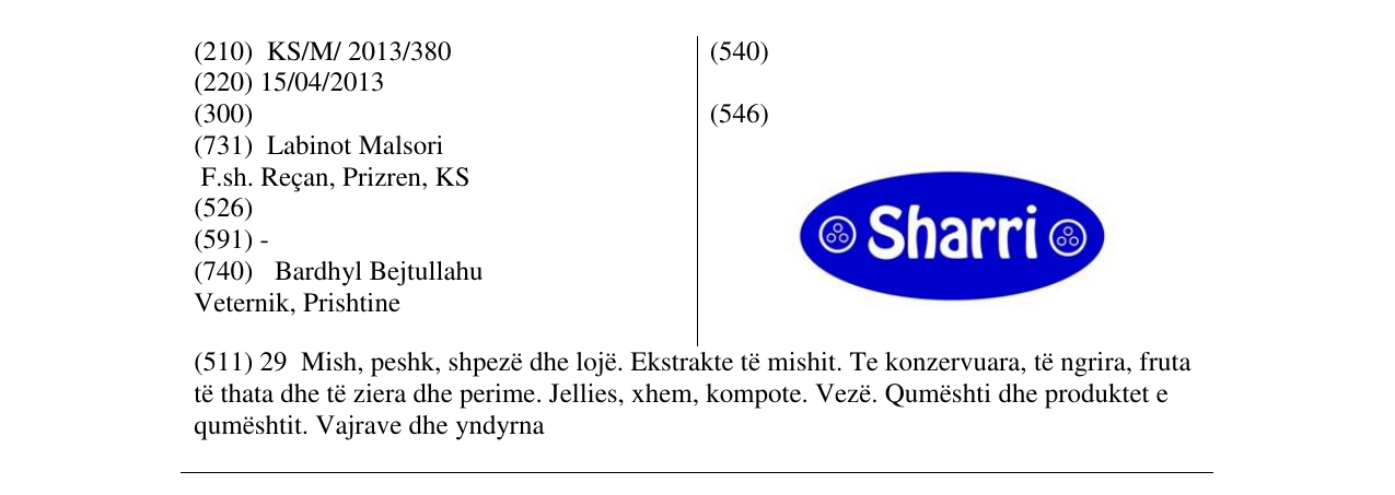 Zëri i markës Sharri në buletin