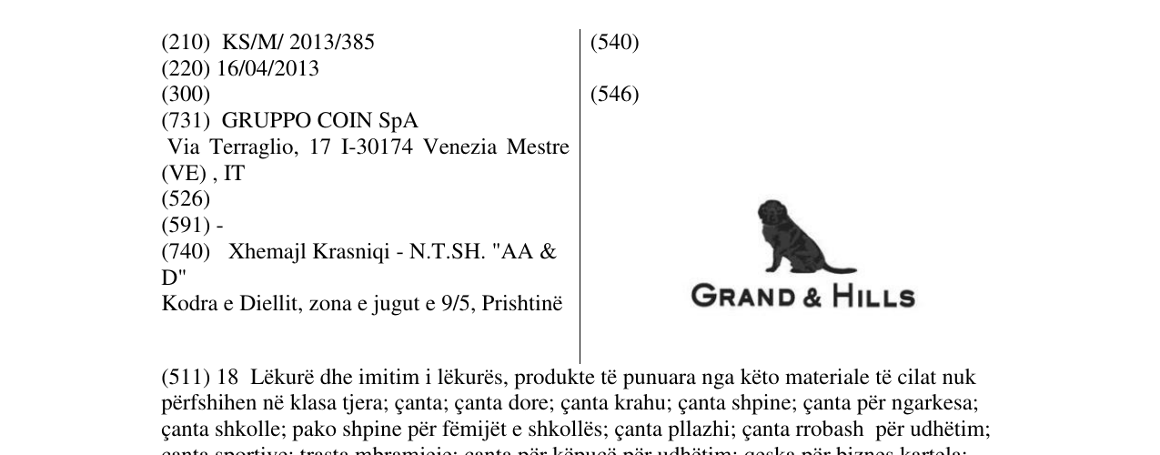Zëri i markës GRAND & HILLS në buletin