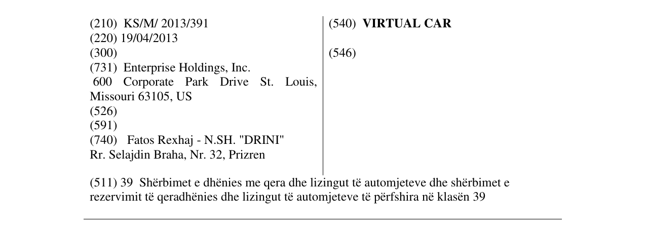 Zëri i markës VIRTUAL CAR në buletin
