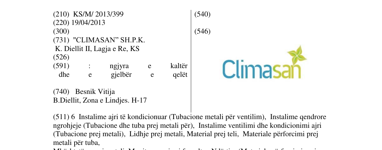Zëri i markës Climasan në buletin