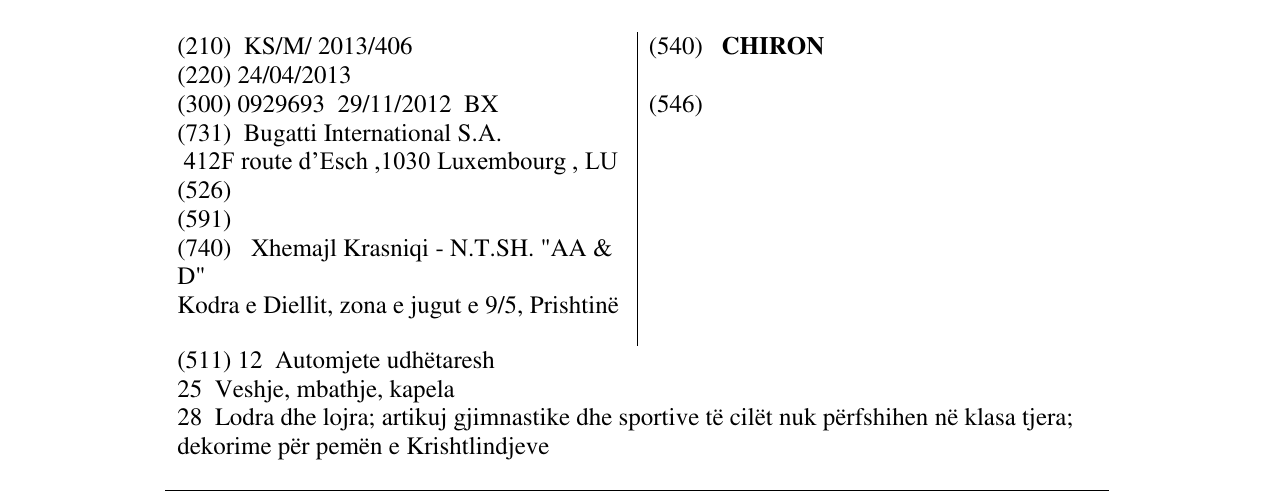 Zëri i markës CHIRON në buletin
