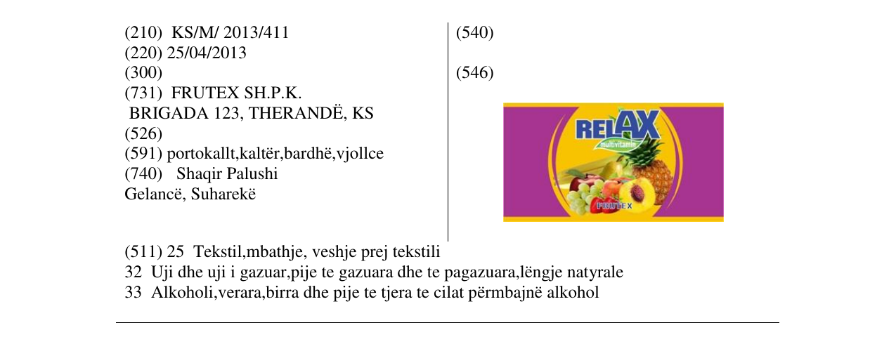 Zëri i markës RELAX multivitamin në buletin