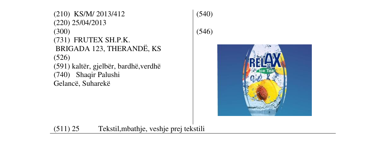 Zëri i markës RELAX Ice Tea në buletin