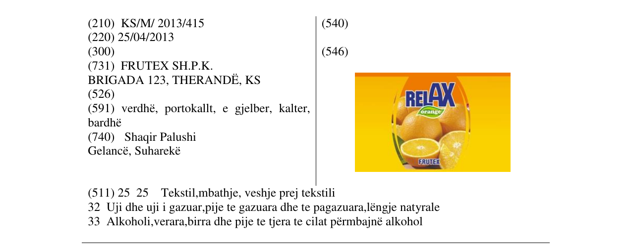 Zëri i markës RELAX orange në buletin