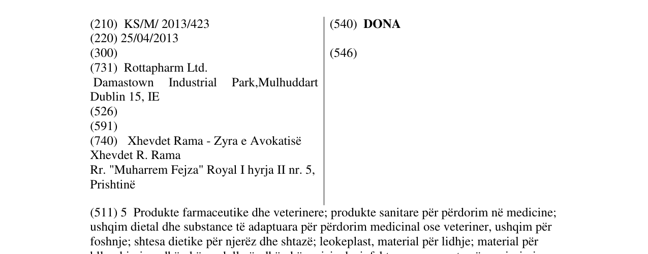 Zëri i markës DONA në buletin