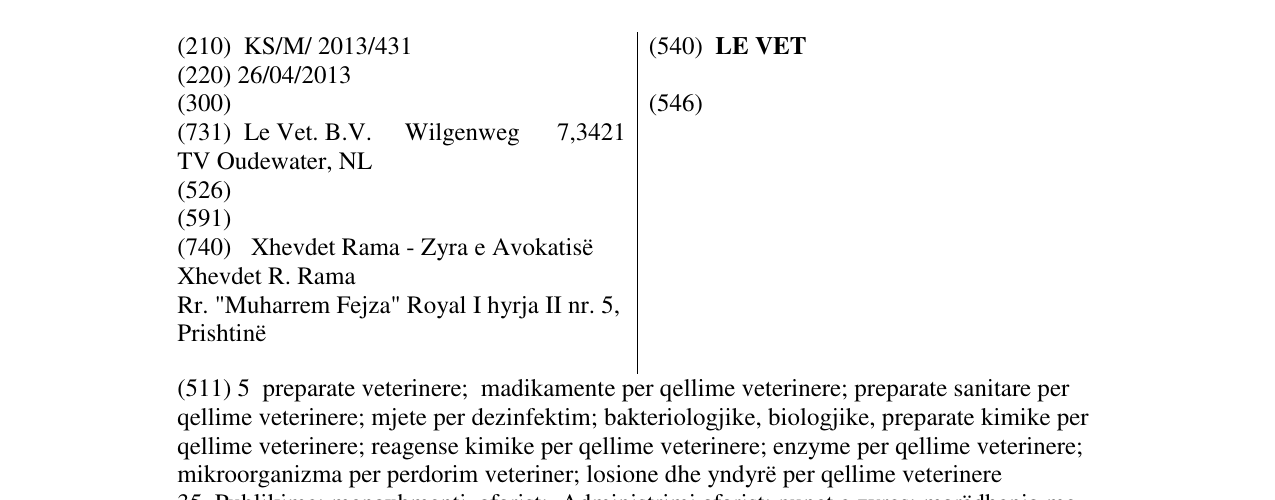 Zëri i markës LE VET në buletin