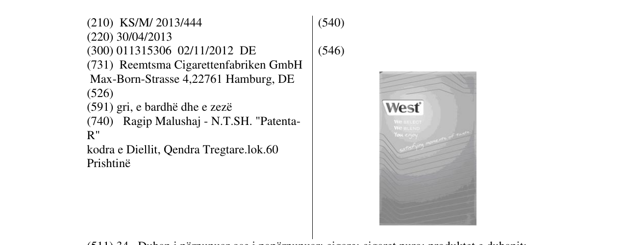Zëri i markës West në buletin